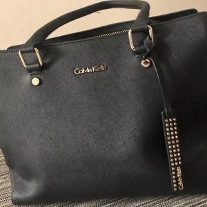 Calvin Klein black leather satchel